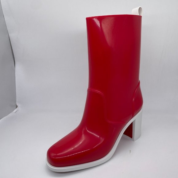 Christian Louboutin LOUBIRAIN 70 PVC Rubber Rain Rainboots Block Heel Boots - Picture 5 of 11